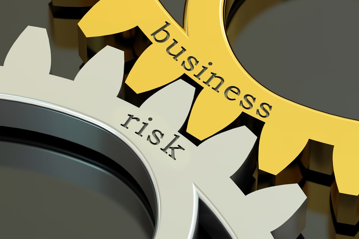 Business Risk Concept on the Gearwheels, 3D Rendering